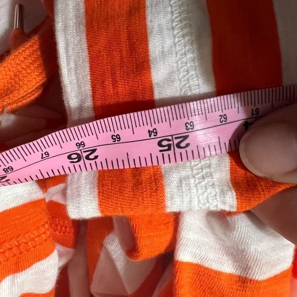 Lauren Ralph Lauren Orange White Stripe Long Sleeve Top Drawstring Waist Sz L - Picture 9 of 9